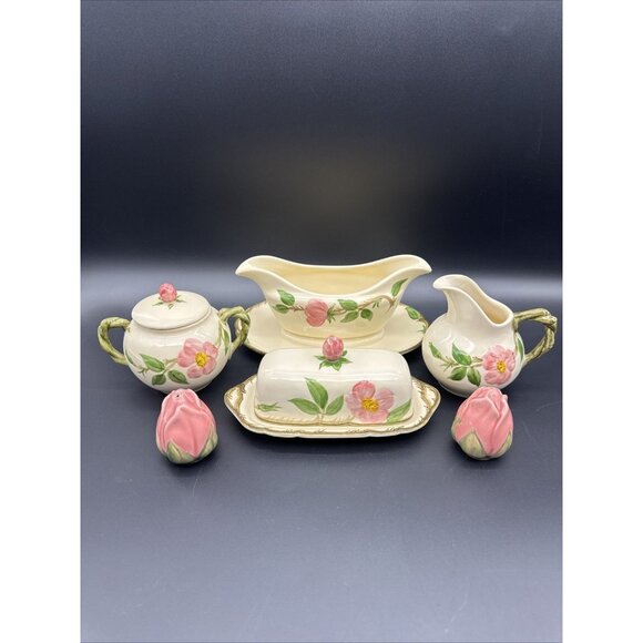 Vintage Franciscan Desert Rose Butter Gravy Cream Sugar S&P Set EUC Lot Pink - Picture 1 of 16